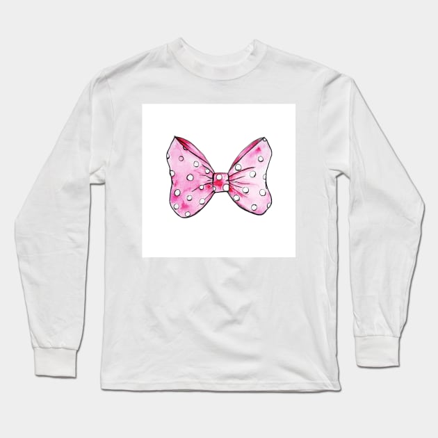 pink bow, minnie bow, pink minnie bow Long Sleeve T-Shirt by Luba_Ost